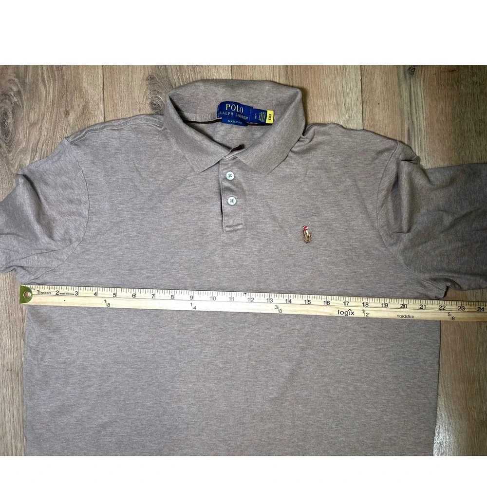 Polo Ralph Lauren Men's Long‎ Sleeve Polo Shirt Classic Fit Tan L